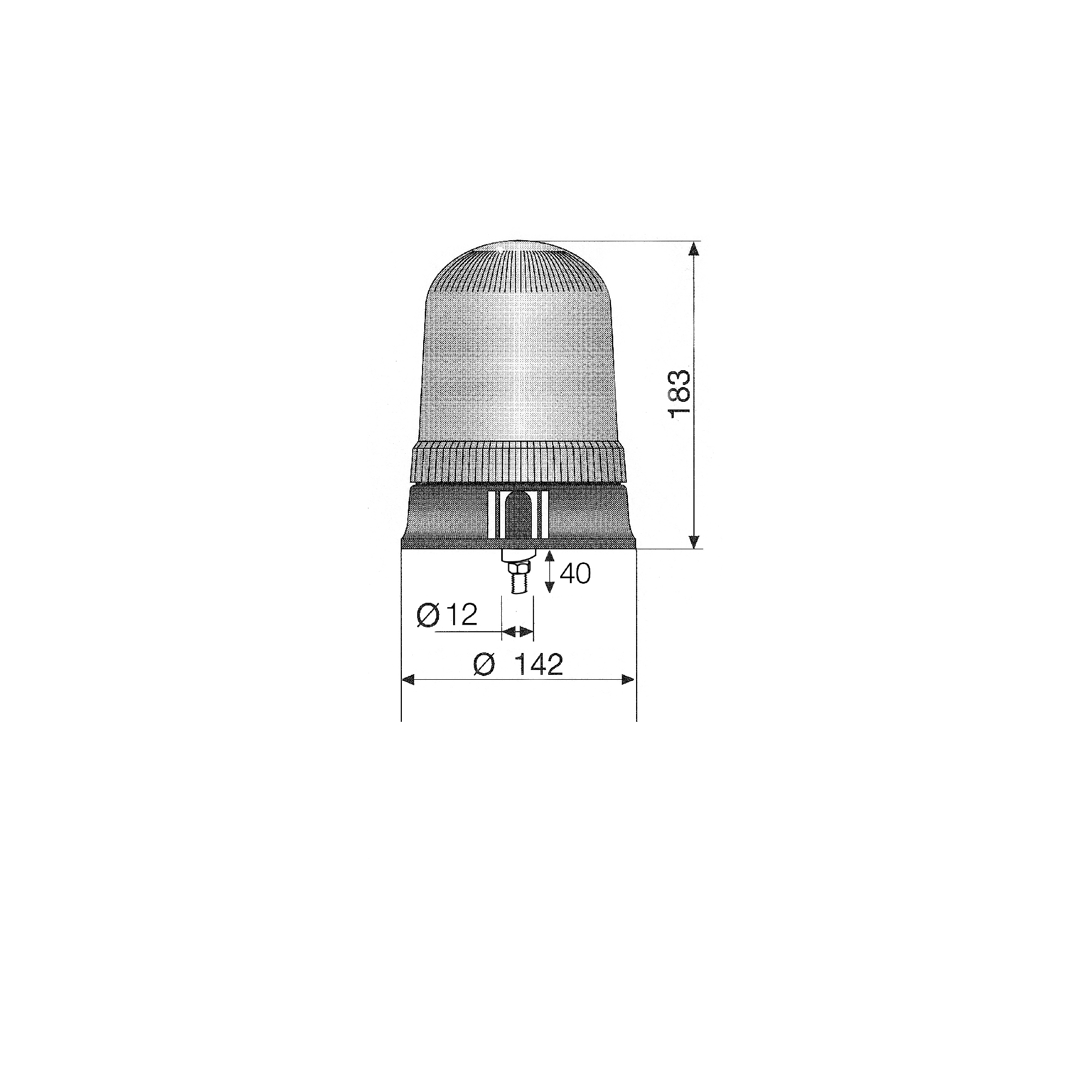 RCV9950 Amber Halogen Beacon with Single Bolt Fixing tech diagram